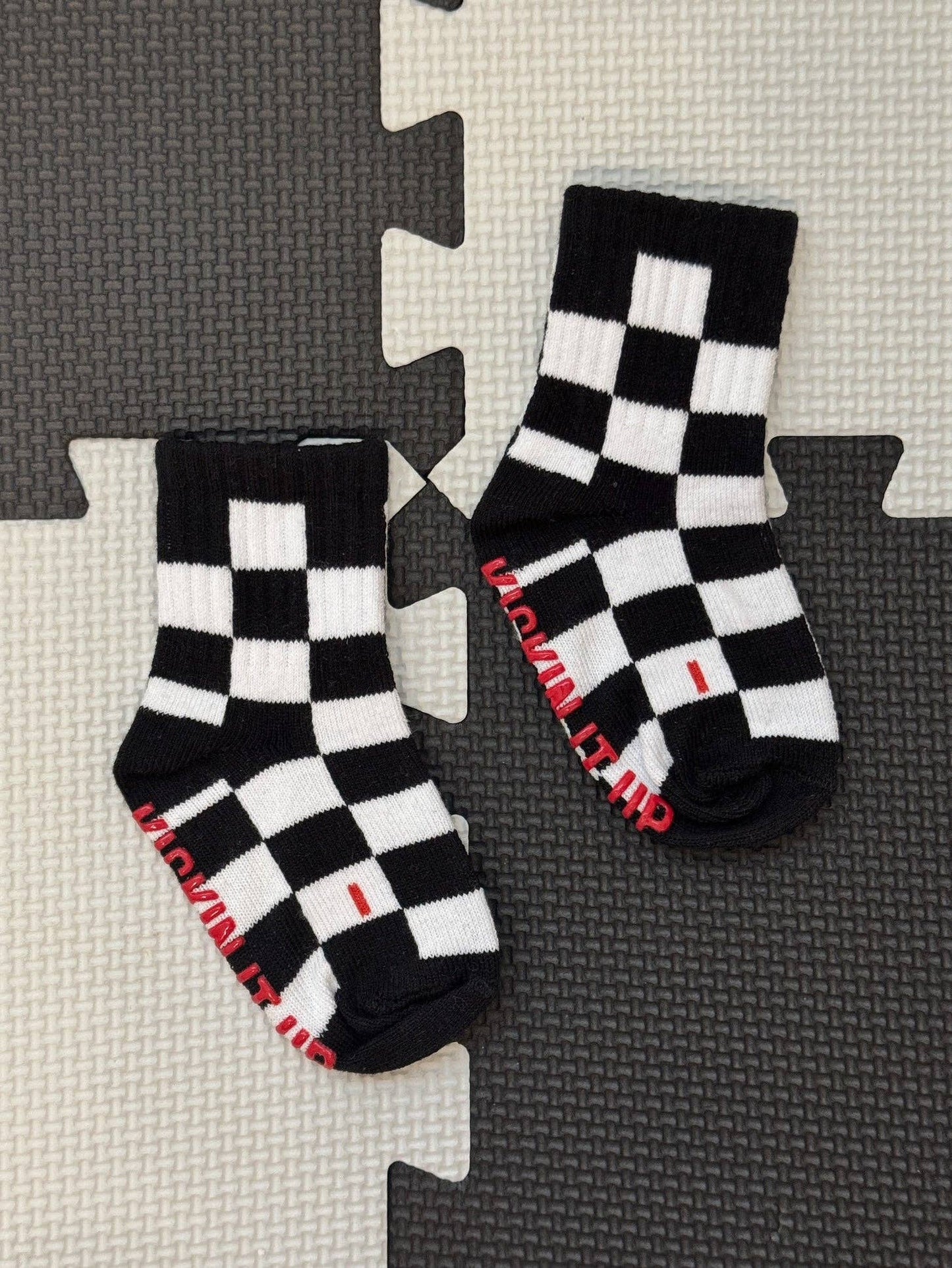 Black + White Checker Sock