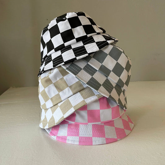 Kids Bucket Hat | Tan Checkerboard