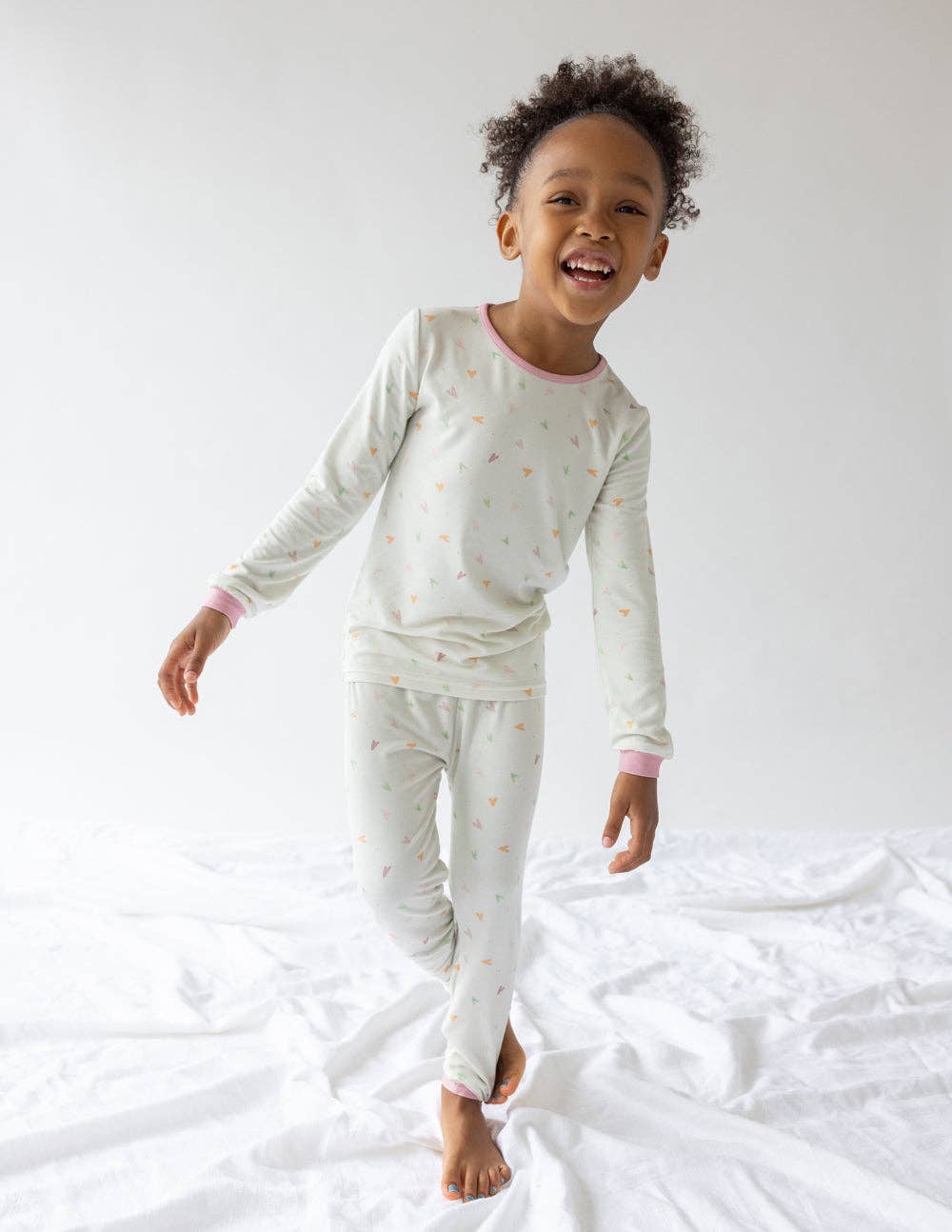 Bamboo Kids Pajama Set | Pastel Hearts
