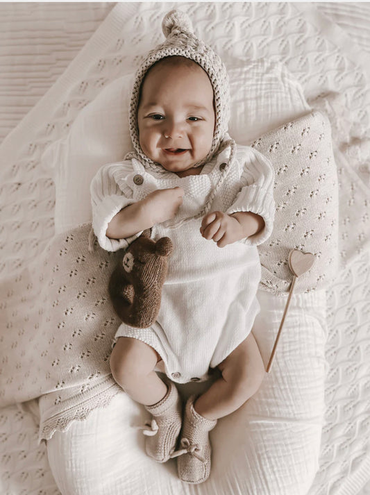 Novelty Knit Romper | White