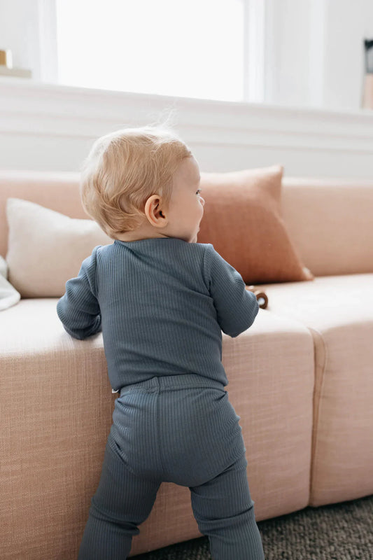 Fine Ribbed Legging | Blue Smoke