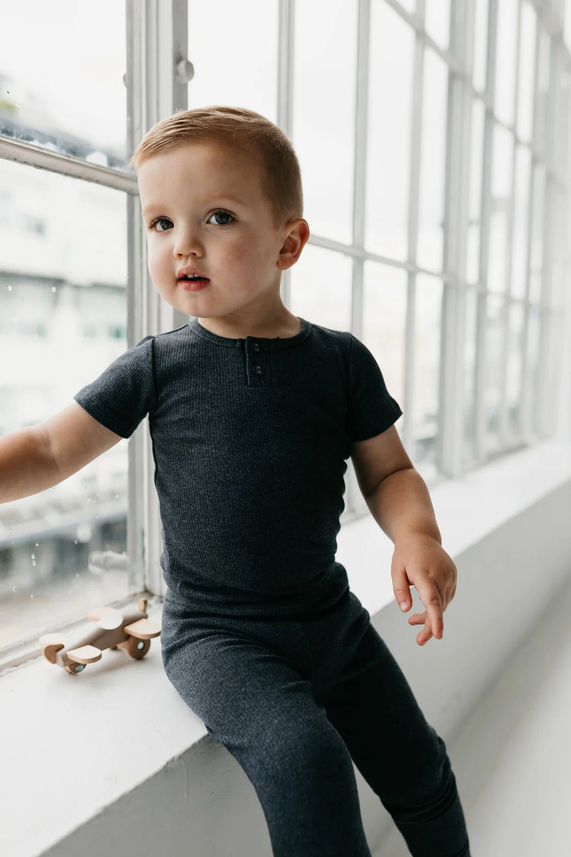 Short Sleeve Henley Bodysuit | Onyx Marle