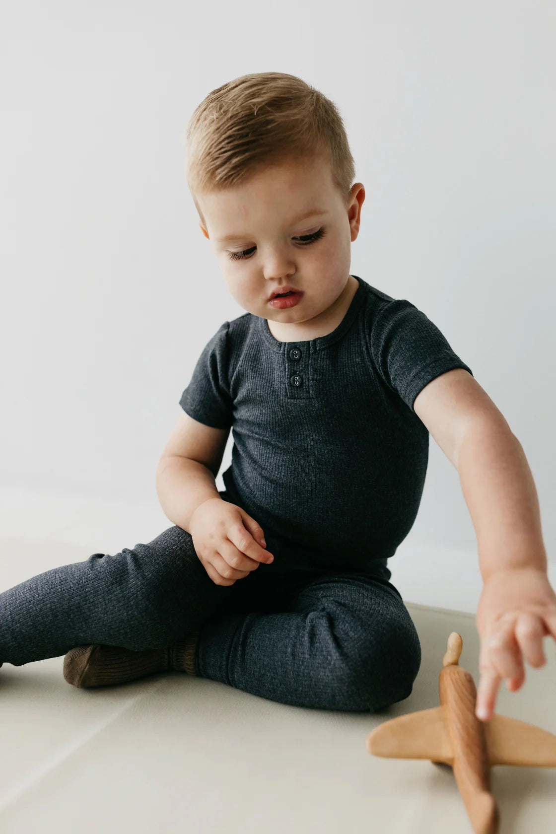 Short Sleeve Henley Bodysuit | Onyx Marle