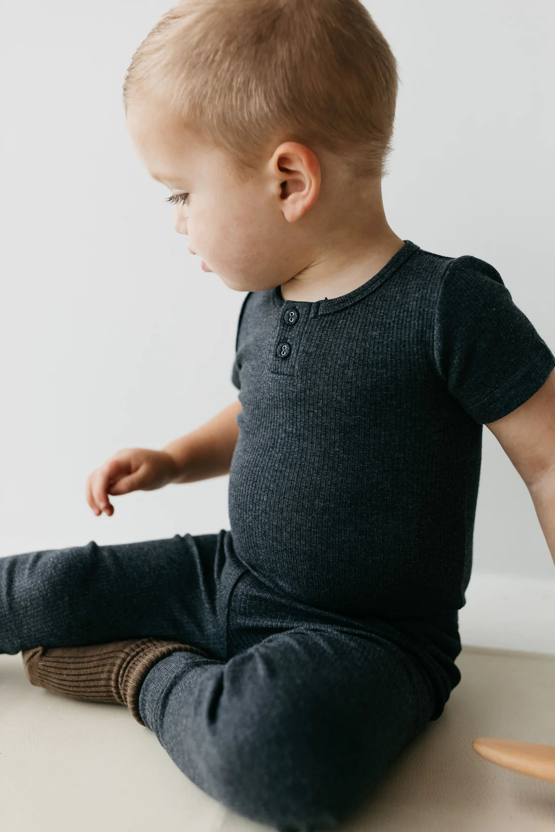 Short Sleeve Henley Bodysuit | Onyx Marle