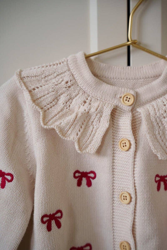 Peter Pan Collar Bow Cardigan