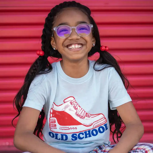 Old School - Back To School Kids Tee: Ice Blue Triblend