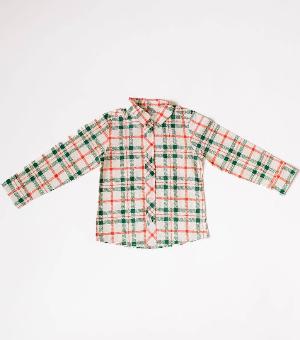 white christmas dresses Oh Christmas Tree Red Plaid Button Down High Low Hem Shirt – The Frosted  Boutique main image 0