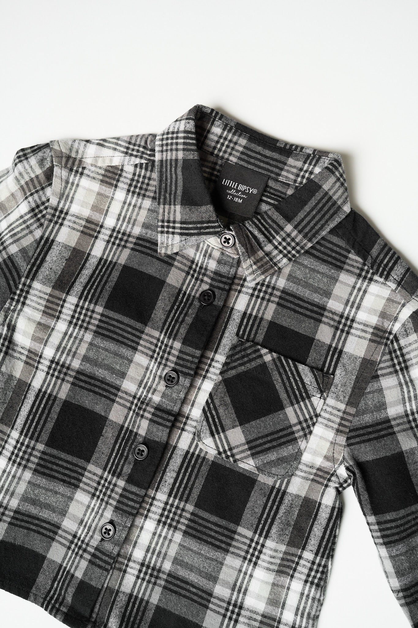 Grey & Black Plaid Button Down