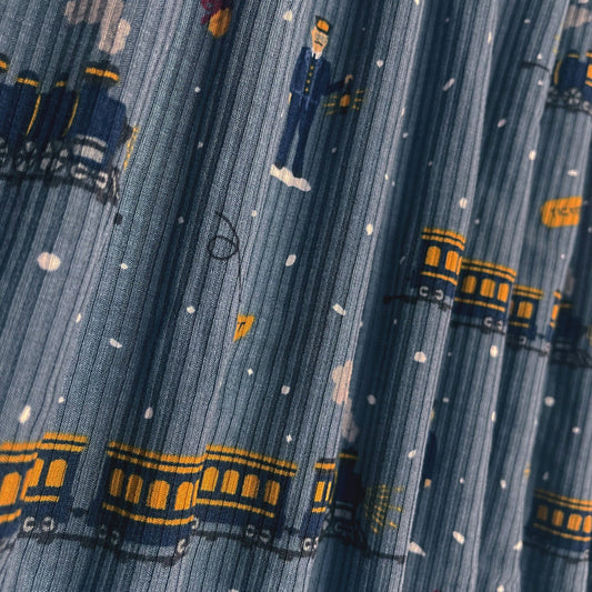 Christmas Trains Small Ribbed Blanket