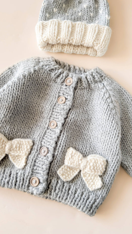 Knit Cardigan with Bows | Blue Ice