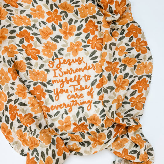 Muslin Baby Swaddle Blanket | Surrender Prayer