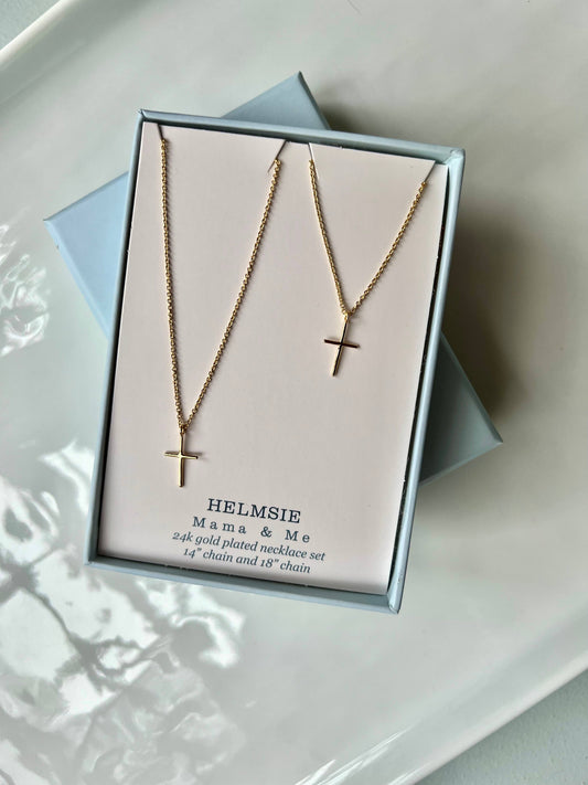 Momma + Me Matching Cross Necklace Set