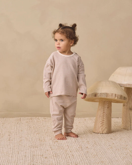 Drawstring Pant | Cocoa Microstripe