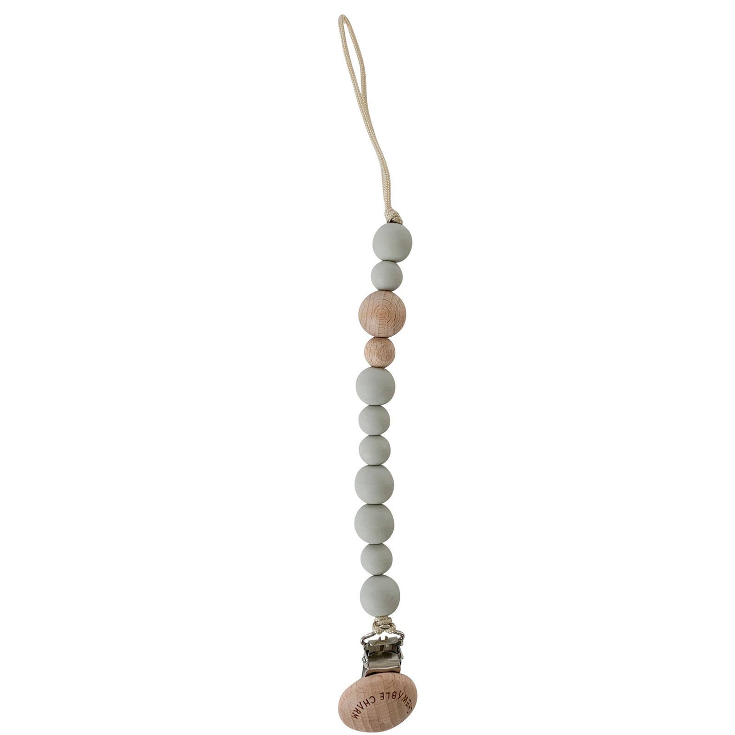 Classic Pacifier Clip | Wood + Grey