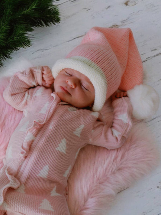 Santa Knit Hat, Pink: XS (0 - 3 mo.)
