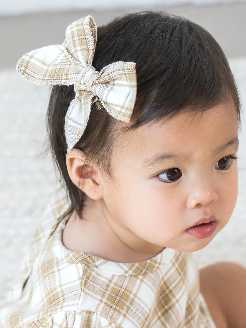 Flannel Hair Clip | Latte Plaid