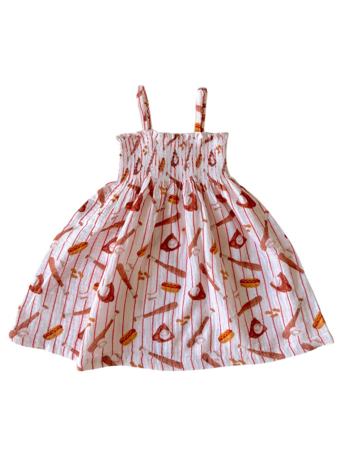Muslin Smocked Dress | Baseball Game