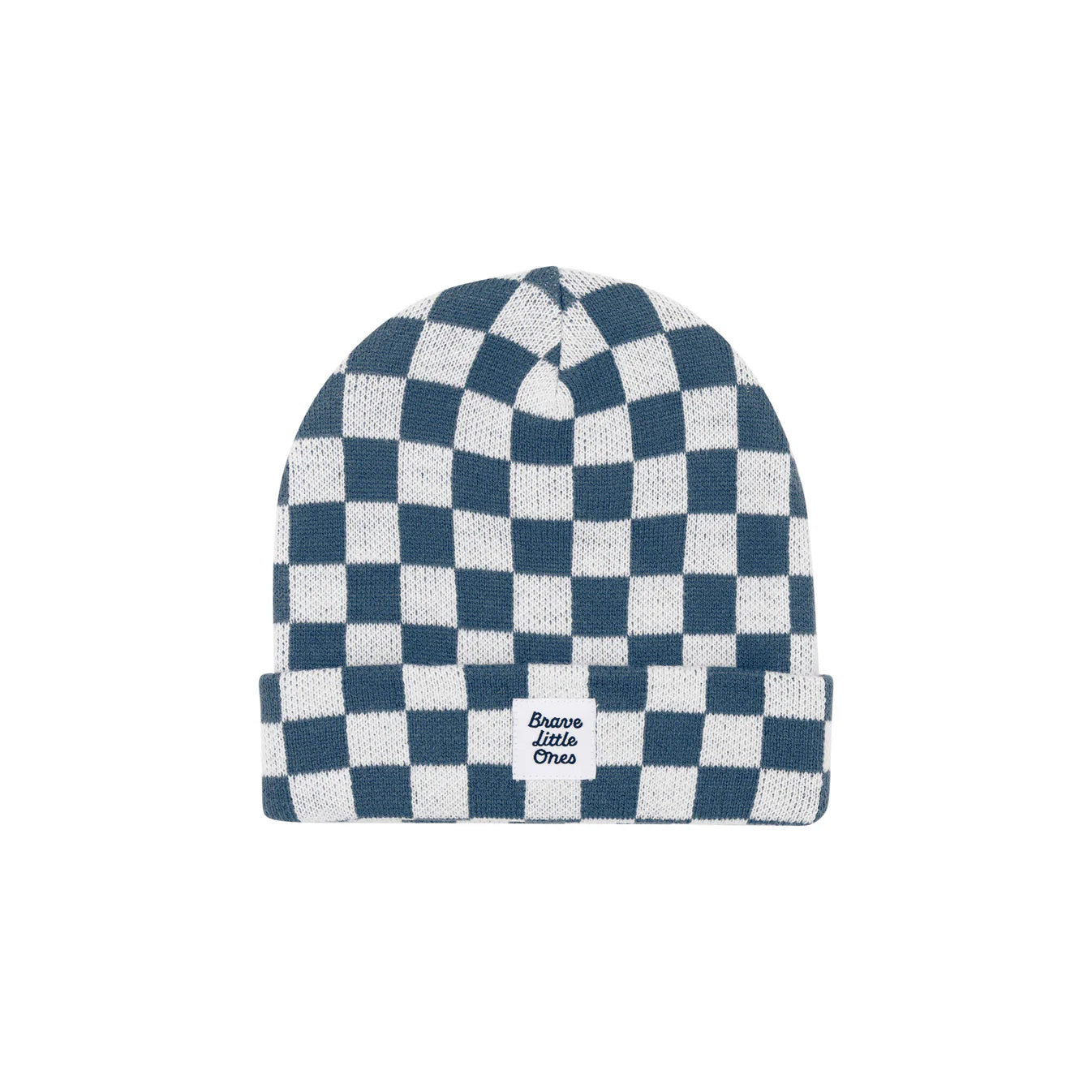 Knit Beanie | Dark Steel Blue Checkered
