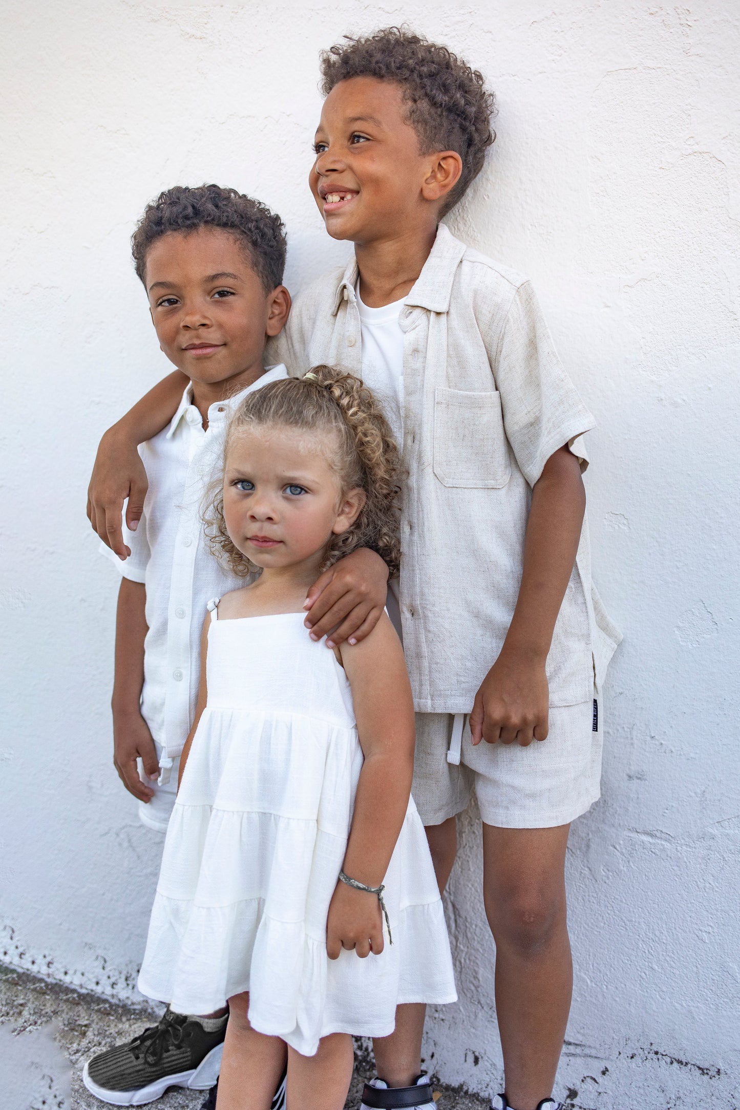 Linen Tiered Dress | White