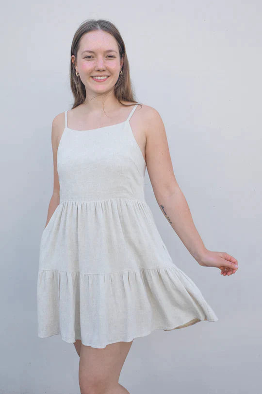 Women's Linen Tiered Dress | Sand
