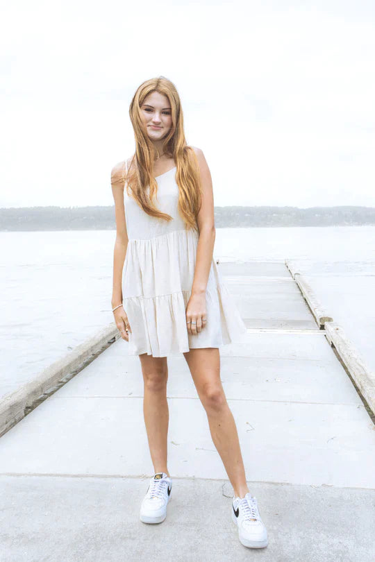 Women's Linen Tiered Dress | Sand
