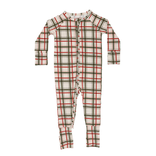 Bamboo Sleeper w/ Fold-Over Feet | Double Plaid