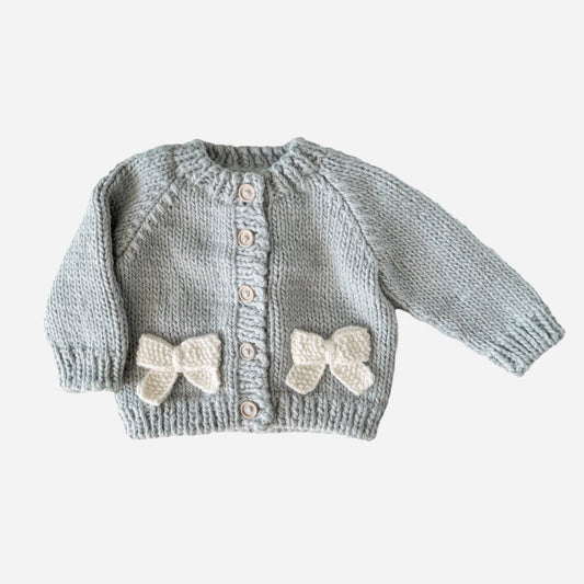 Knit Cardigan with Bows | Blue Ice
