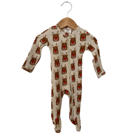 Organic Waffle Footie Sleeper | Reindeer