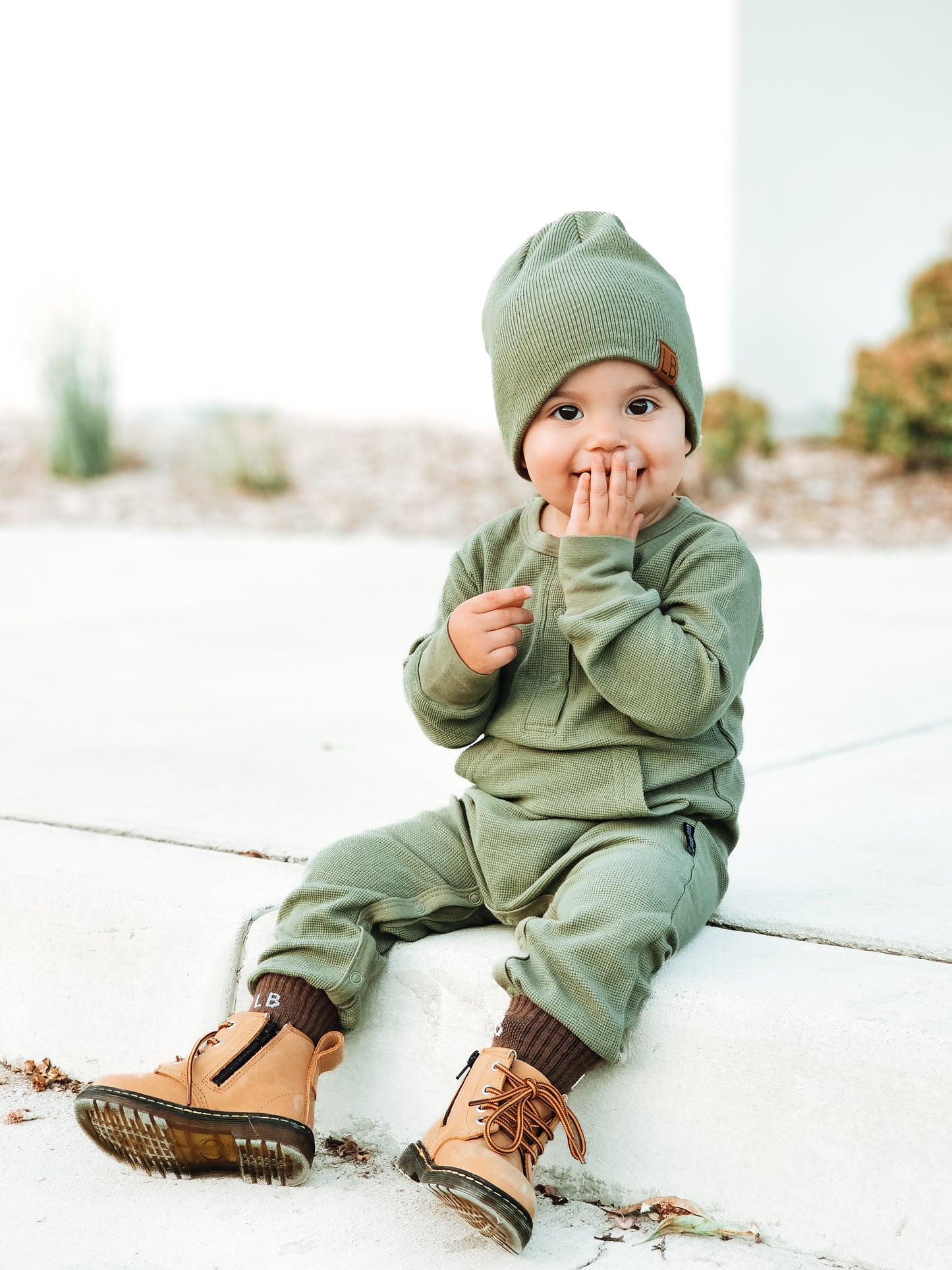 Waffle Romper | Matcha