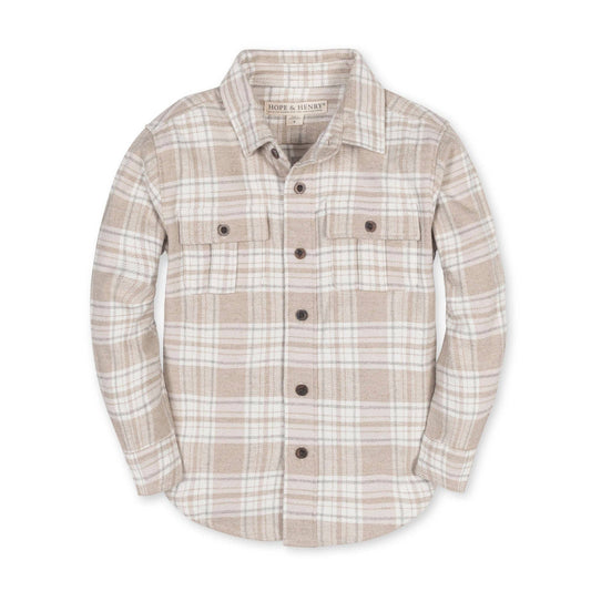 Organic Flannel Double Pocket Shirt | Taupe Heirloom Plaid