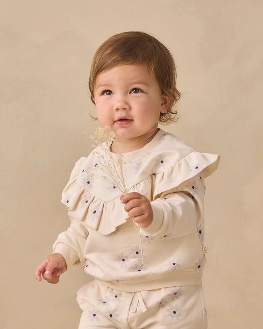 Ruffle Fleece Sweatshirt | Blue Daisy