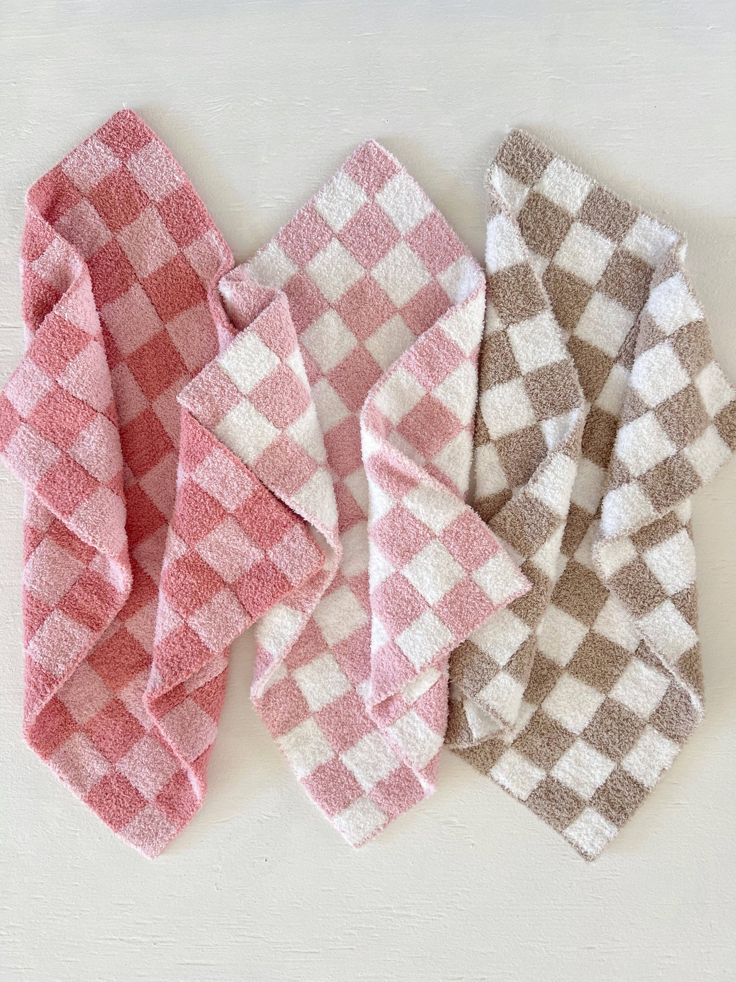 Phufy® Bliss Checkerboard Mini Blanket | Strawberry/Carnation