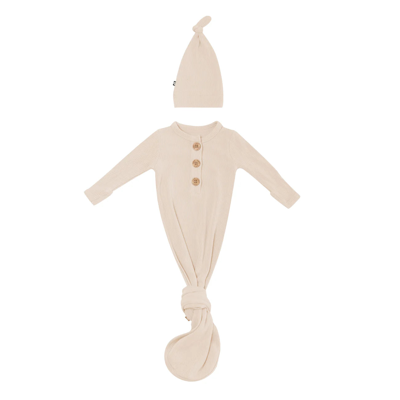 Ribbed Knotted Gown with Hat Set | Bisque