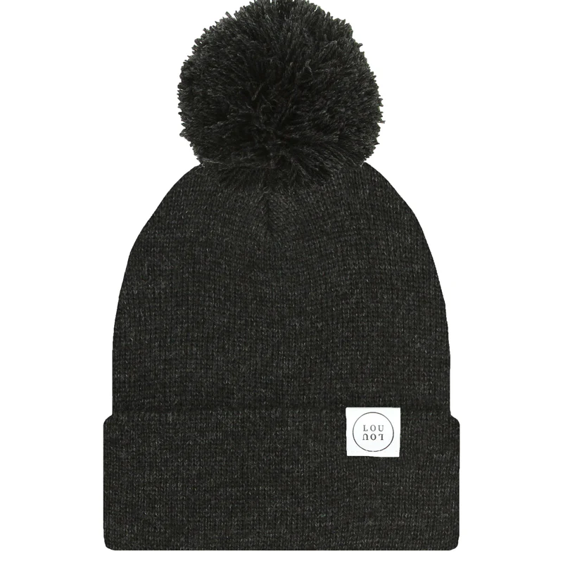 Heather Black Beanie | No Pom