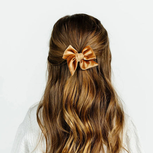 Cinnamon Velvet Bow | Clip