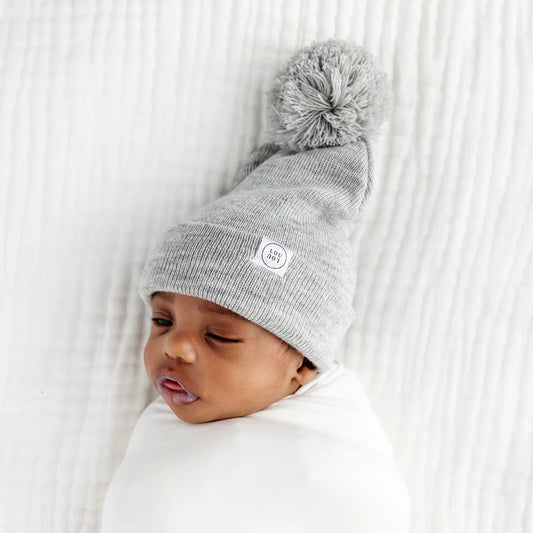 Heathered Grey Beanie | Pom & No Pom