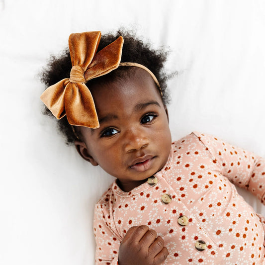 Rust Velvet Bow | Nylon Headband