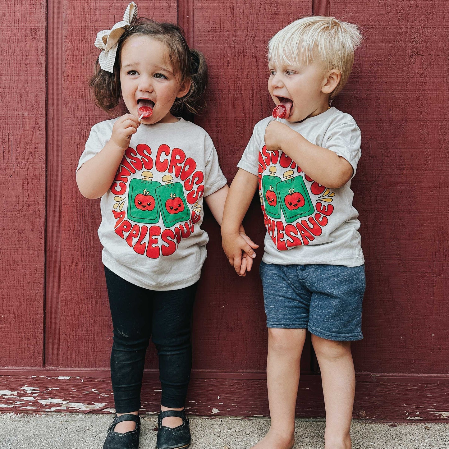 Criss Cross Applesauce Kids Tee: Heather Dust