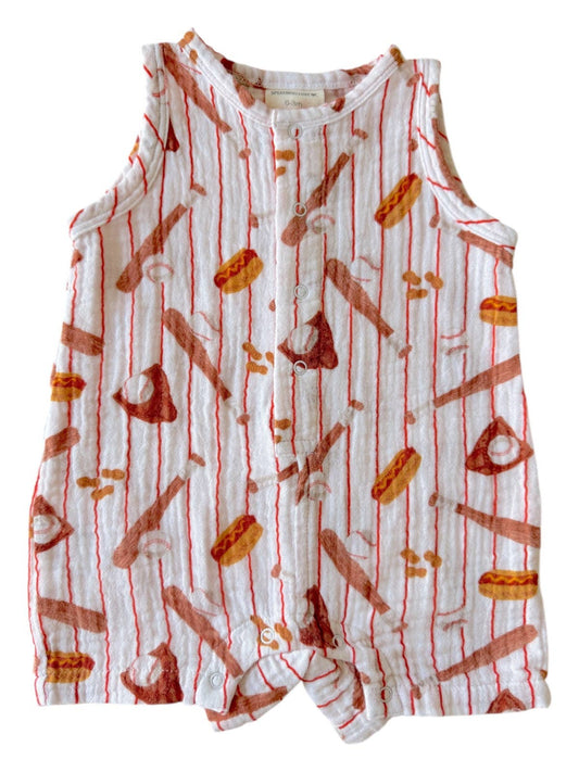 Muslin Shortie Romper | Baseball Game