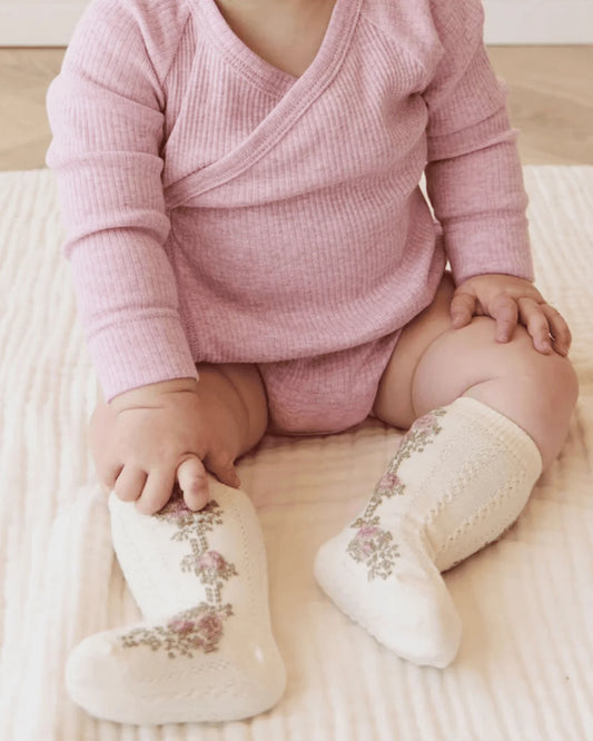 Tasha Floral Jacquard Sock | Egret