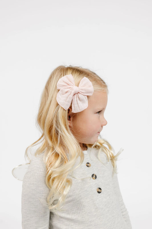 Blush Muslin Heirloom Fable Bow | Clip