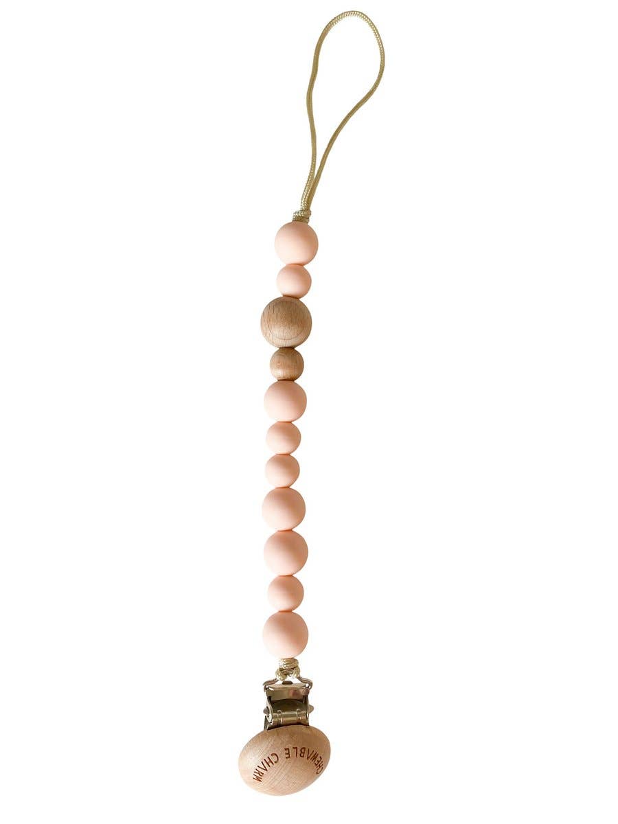 Classic Pacifier Clip | Wood + Pale Blush