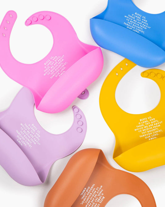 Meal Blessing Silicone Bib: Sage Green