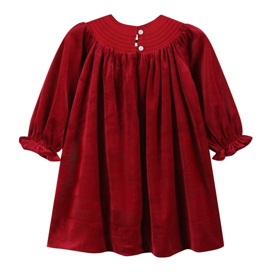Nativity Long Sleeve Smocked Dress | Red Velvet