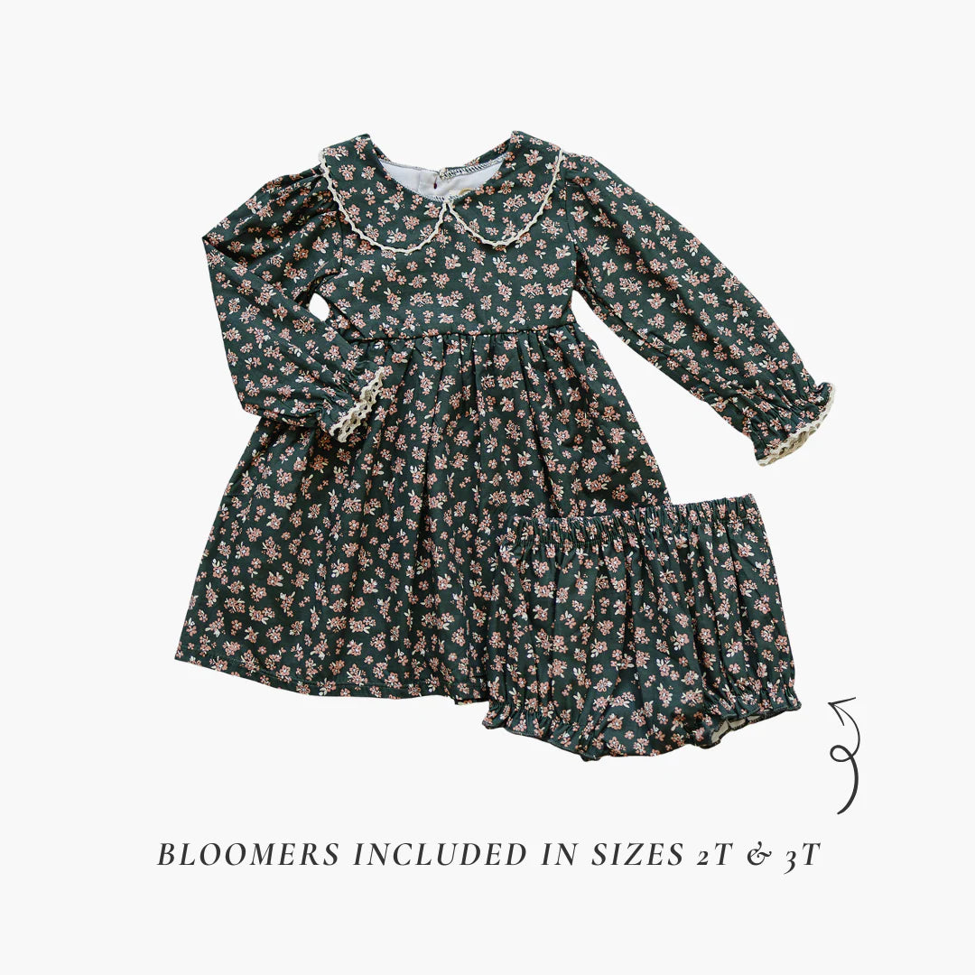 Olive Bloom Dress with Peter Pan Collar