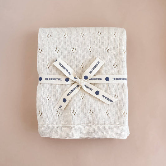 Organic Cotton Heirloom Pique Blanket | Cream