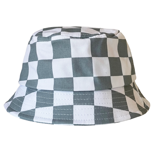 Kids Bucket Hat | Stone Blue Checkerboard