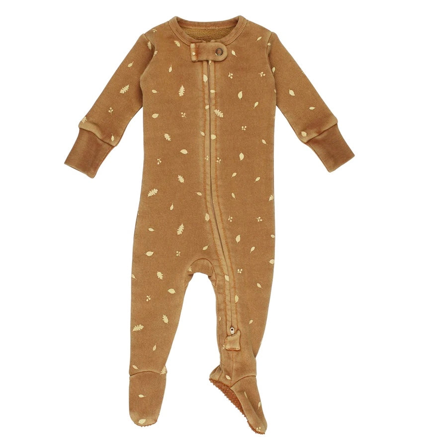 Organic Cozy 2-Way Zipper Footie | Toffee Leaf