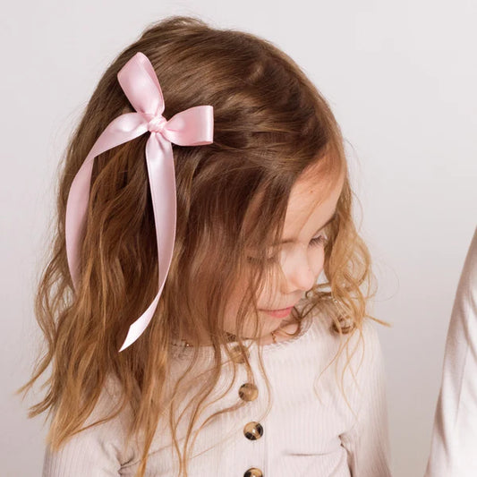 Baby Pink Satin Bow | Sash Clip