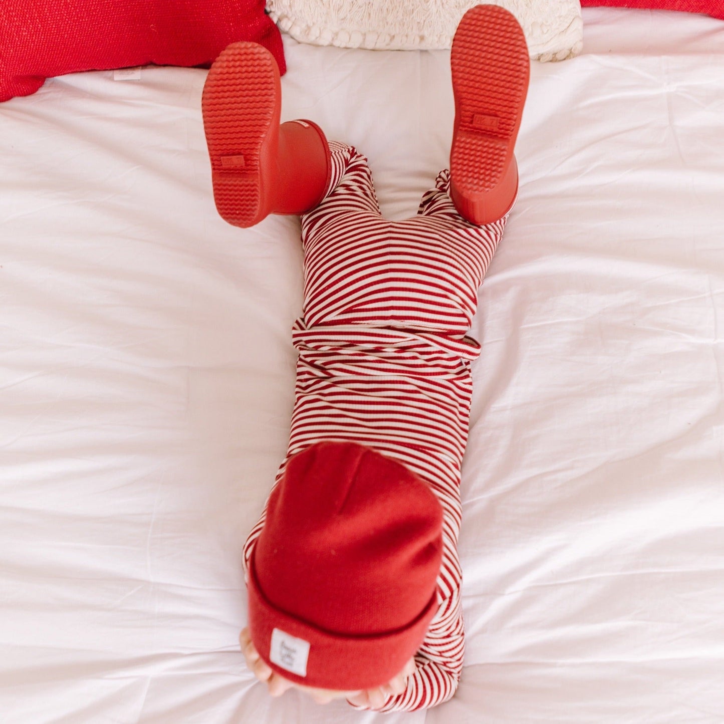 Ribbed Two-Piece Bamboo Pajama Set | Red Stripe